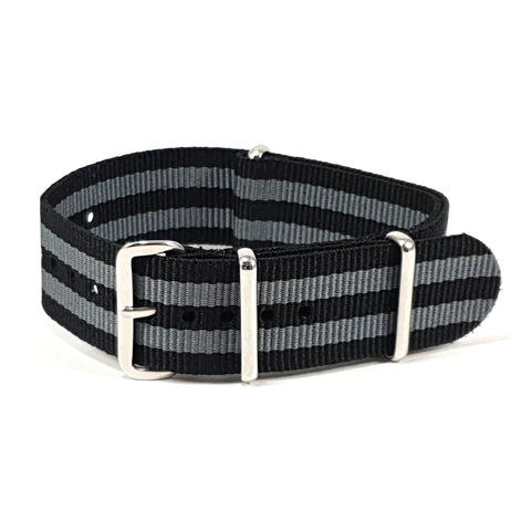 NATO STRAP Grey & Black Stripe 20MM